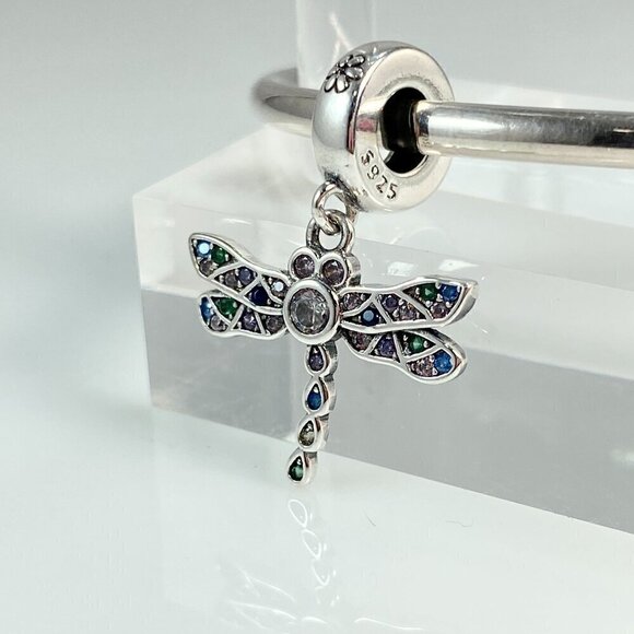 Sterling Silver Dragonfly Dangle Charm - Picture 9 of 11